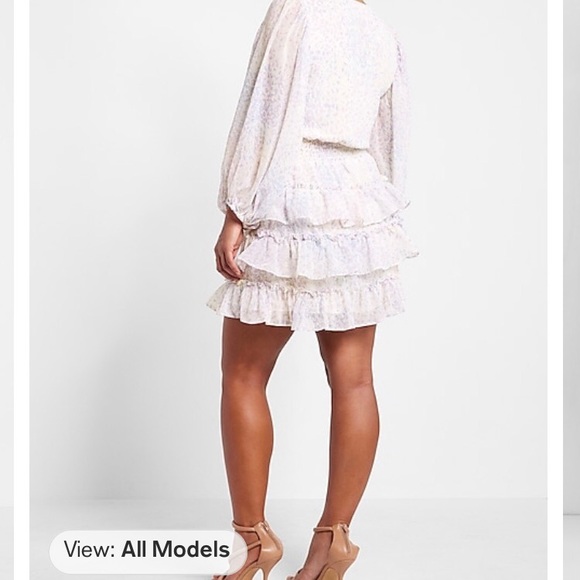 Express smocked waist tiered ruffle mini dress NWT - Picture 3 of 11